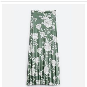 Sage Green Floral Maxi Skirt